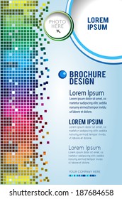 Rainbow shining digital equalizer vector background with flares, design layout template