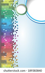 Rainbow shining digital equalizer vector background with flares, design layout template