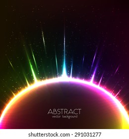 Rainbow shining light vector shining cosmic sphere