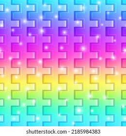 Rainbow Shiny Geometric Pattern  Sparkling Magic Puzzle Texture  Vector Illustration 