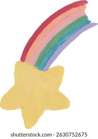 Regenbogen Shooting Star handgezeichnetes Aquarell