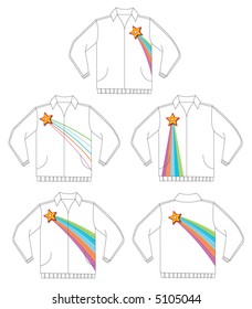 rainbow shooting star on jacket design (vector)
