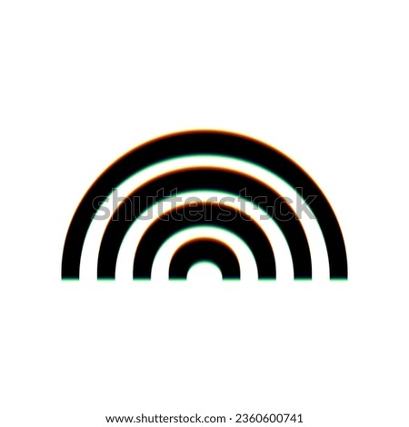 Rainbow sign. Black Icon with vertical effect of color edge aberration at white background. Illustration.