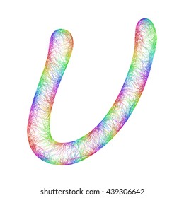 Rainbow sketch font design from colorful curved lines - letter U