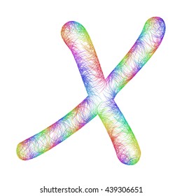 Rainbow sketch font design from colorful curved lines - letter X