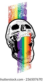 Rainbow skull t-shirt design. Vector illustration good for gay pride day.