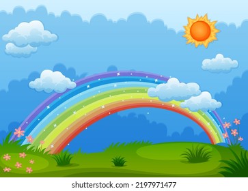 Rainbow Sky Background Illustration Stock Vector (Royalty Free ...