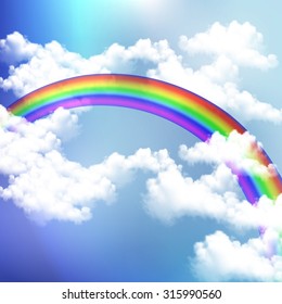 Rainbow in the sky with clouds