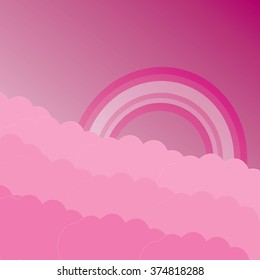 rainbow sky with clouds cartoon background