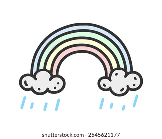 Arco iris cielo colorido arco simple juguetón niños para colorear libro estilo Ilustración vectorial