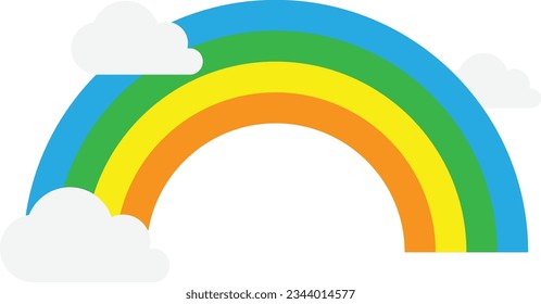 Rainbow Sky Colorful Flat Illustration