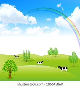 Rainbow sky landscape