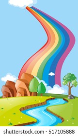 El cielo del arcoiris y la escena del río