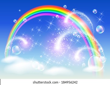 Rainbow in the sky and salute