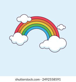 Rainbow in sky vector art design