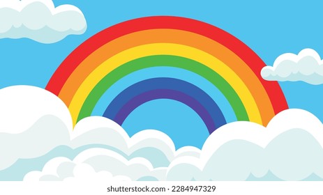 Rainbow in the sky. Vector illustration of a rainbow in the sky.