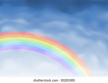 Rainbow sky view (made using gradient meshes, other cloudscapes are in my  gallery)