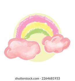 Rainbow and sky. Watercolor adorable pink collection. childish element. valentine design