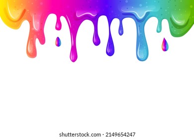 Rainbow slime Isolated background . Blot, splash and smudge. Vector cartoon illustration of sticky dripping liquid