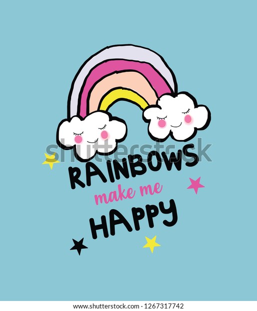 Rainbow Slogan Happy Stock Vector (Royalty Free) 1267317742