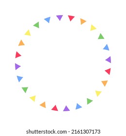Rainbow small triangle flag pattern frame. Simple minimal border template.
