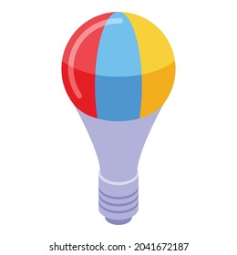 Rainbow smart bulb Symbol isometrische Vektorgrafik. Kreative Glühbirne. Lampenlösung