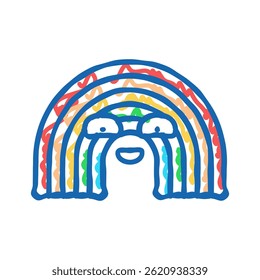 rainbow smile character doodle icon sketch vector. rainbow smile character sign. isolated symbol illustration