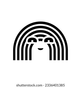 rainbow smile character glyph icon vector. rainbow smile character sign. isolated symbol illustration