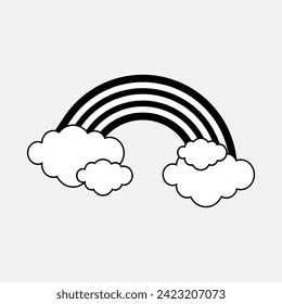 Rainbow with smile clouds. Weather forecast, vector Illustration.