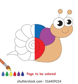 Rainbow snai to be colored, the coloring book to educate preschool kids with easy kid educational gaming and primary education of simple game level.
