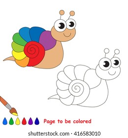 The rainbow snail to be colored. Coloring book for children. Visual game.
