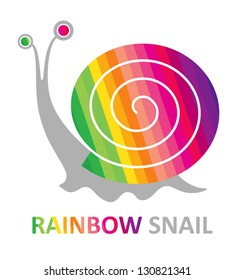 Rainbow snail. Bright image fashioned snail rainbow.