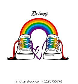 rainbow in sneakers vector picture isolated