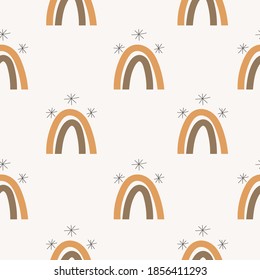 Rainbow with snowflakes seamless kids pattern