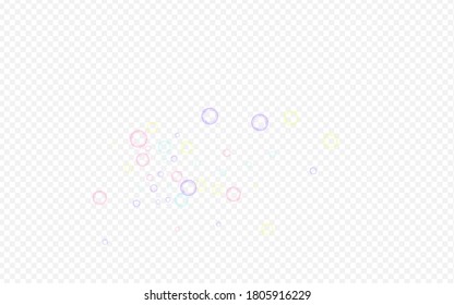 Rainbow Soapy Ball Air Transparent Background. Abstract Round Sphere Banner. Colored Effect Soap Bubble Pattern.
