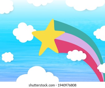 Arcoiris con algo de nube. Vector simple con textura