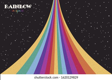 Rainbow in space. Starry sky. LGBT flag. Abstract vector colorful background for design or print