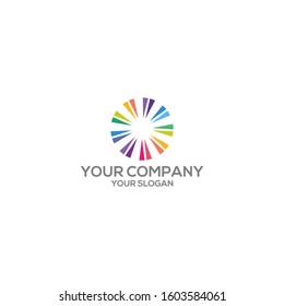 Rainbow Spark Logo Design Vector