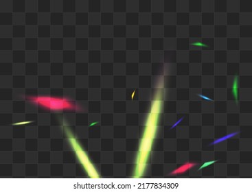 Rainbow Sparkle Vector Transparent Background. Hologram Lens Christmas Branch. Light Spectrum Paper Pattern. Color Falling Kaleidoscope Design.
