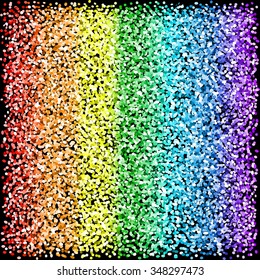 Rainbow sparkles glitter texture Black background Vector illustration