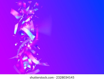 Rainbow Sparkles. Iridescent Texture. Crystal Foil. Laser Flare. Retro Festival Template. Falling Background. Purple Disco Glitter. Glamour Art. Blue Rainbow Sparkles