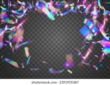 Parkles arcoiris. Brillante prisma. Caer textura. Blue Retro Confetti. Tinsel claro. Plantilla de Carnaval de Partido. Aceite Volador. Glitter Art. Parques de arcoiris rosados