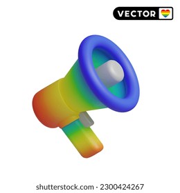 Regenbogen-Lautsprecher, 3D-Vektorsymbol auf weißem Hintergrund