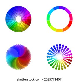 Rainbow spectrum colorful palette designer elements set. Vector illustration. Set of 4 elements
