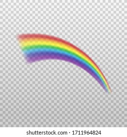 Rainbow spectrum colors arch element mockup, realistic vector illustration isolated on transparent background. Template of versicolored curved abstract shape.