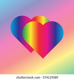 Rainbow spectrum Hearts for Valentine's day - the equlization symbol of LGBT