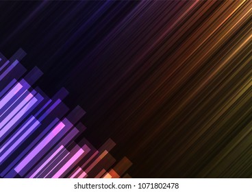 rainbow speed bar overlap in dark background, stripe layer backdrop, technology template, vector illustration