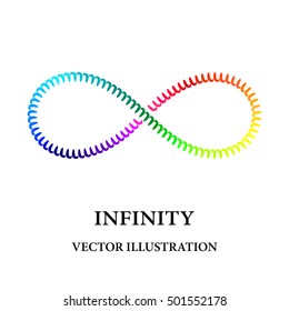 Rainbow spiral like infinity symbol consisted of simple elements