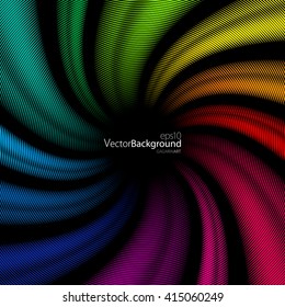 rainbow spiral stripes on a black background