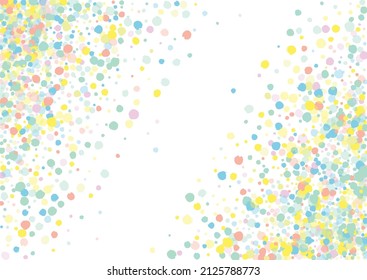 Rainbow Splash Carnaval White Background. Transparent Dust Wallpaper. Effect Polka Design. Pastel Shine Carnival Banner.